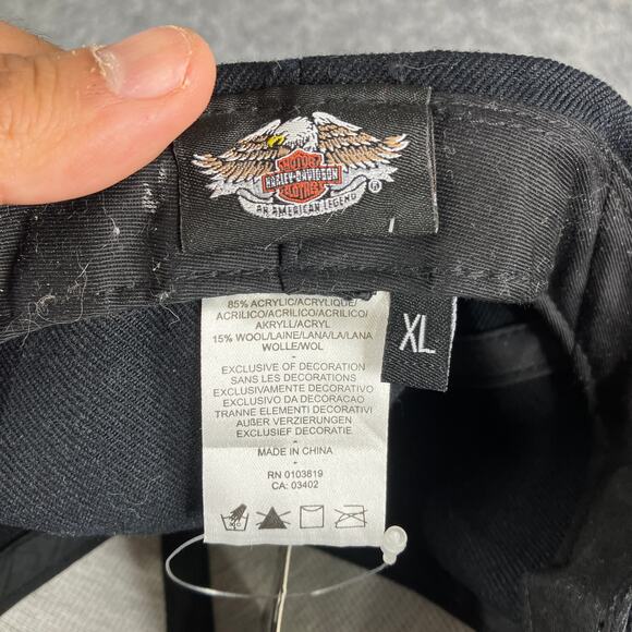 Harley-Davidson Hat Black Adjustable Baseball Cap Motorcycles Logo Wool Blend - Picture 6 of 9